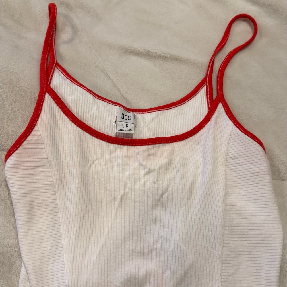 Women's White and Red Tank